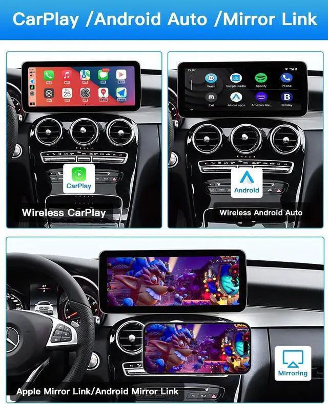 Alt view image 3 of 5 - Carultra Car Radio 12.3'' Touchscreen for 2016-2019 Year Mercedes Benz C/GLC Class,NTG 5.0 System W205 W253 Support Original OEM Control,Wireless Carplay & Android Auto (Benz-NTG5.0)