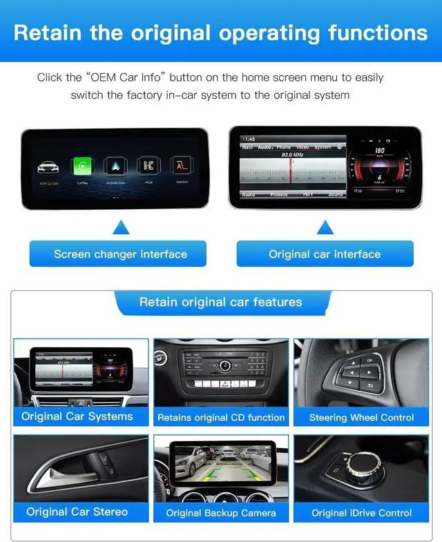 Alt view image 5 of 5 - Carultra Car Radio 12.3'' Touchscreen for 2016-2019 Year Mercedes Benz C/GLC Class,NTG 5.0 System W205 W253 Support Original OEM Control,Wireless Carplay & Android Auto (Benz-NTG5.0)