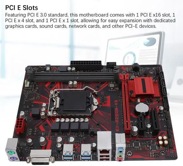Alt view image 5 of 5 - Yoidesu LGA 1151 Motherboard, B250M V3 2 Channel DDR4 2400Mhz Motherboard, for Core i7 i5 i3 14nm CPU Processors, PCI E 3.0, RTL8111HGgigabit Network Card