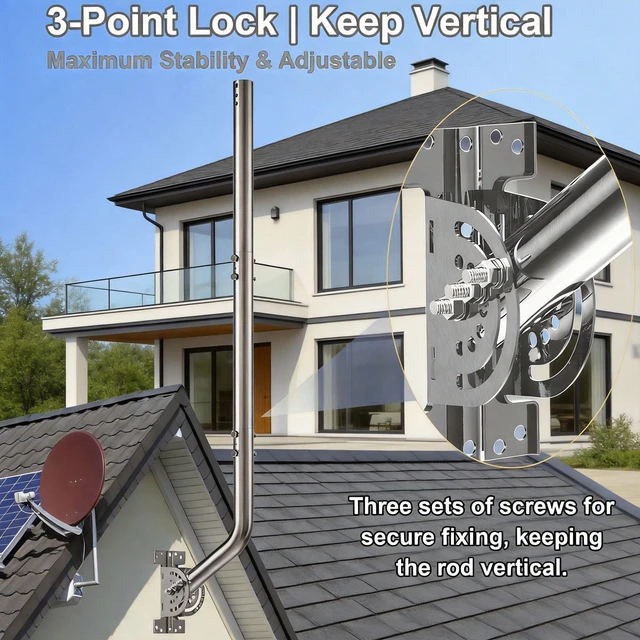 Alt view image 4 of 5 - bluedery 40"Adjustable Antenna Pole Mount,430 Stainless Steel Mounting Pole