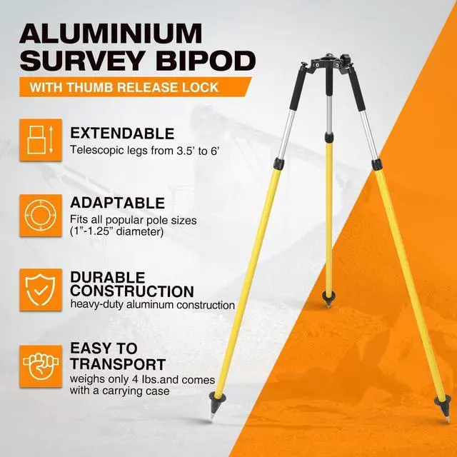 Alt view image 3 of 5 - Tripod Surveying Thumb Release, Aluminum Tripod for Prism Poles Surveying or GPS Poles of Total Station GPS GNSS