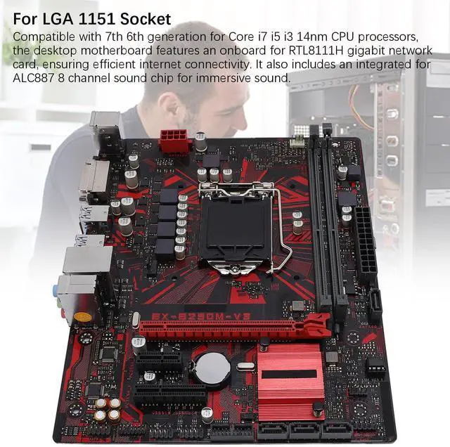 Alt view image 4 of 5 - Yoidesu LGA 1151 Motherboard, B250M V3 2 Channel DDR4 2400Mhz Motherboard, for Core i7 i5 i3 14nm CPU Processors, PCI E 3.0, RTL8111HGgigabit Network Card