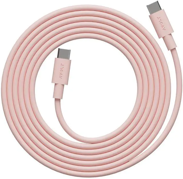 Main image of Avolt USB-C to USB-C Cable (6.6 ft) Soft Silicone Fast Charging Cable for iPhone 15, MacBook, iPad & Android Tangle-Free, Durable Design (USB C to USB C, New Pink)