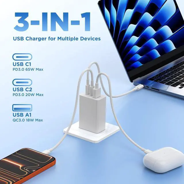 Alt view image 3 of 4 - 20W USB C Charger and USB C Cable White