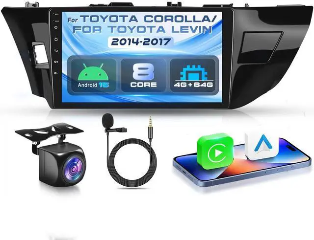 Main image of 4G+64G with Qualcomm 8 Core Android 15 Car Stereo for Toyota Corolla/for Toyota Levin 2014-2017 Carpaly Android Auto 10.1 Touch Screen Radio OTA Upgrade, GPS, Bluetooth, DSP,SWC+Backup Camera