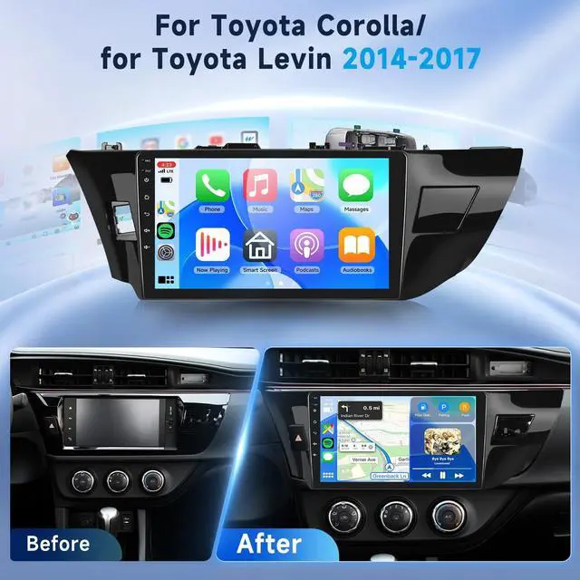 Alt view image 3 of 5 - 4G+64G with Qualcomm 8 Core Android 15 Car Stereo for Toyota Corolla/for Toyota Levin 2014-2017 Carpaly Android Auto 10.1 Touch Screen Radio OTA Upgrade, GPS, Bluetooth, DSP,SWC+Backup Camera
