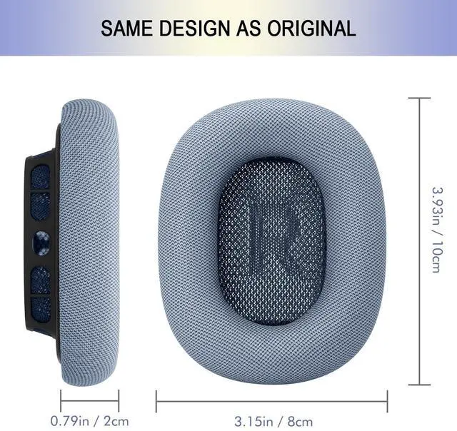 Alt view image 4 of 5 - Ear Cushions Replacement for Apple AirPods Max - Upgraded Ear Cups for Air Pods Max 1 & 2 Gen. Headphones, GVOEARS Earpads Covers Sweatproof (Light Blue)