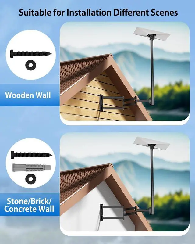 Alt view image 3 of 5 - Starlink Gen 3 Standard Wall Mount, Long Arm Wall Mount Fit for Starlink Gens 3, Extension Heavy Duty Pole Mounts with Gen 3 Pipe Adapter Roof for Starlink Internet Kit Satellite