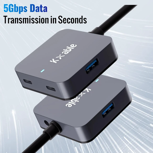 Alt view image 3 of 5 - Upgrade USB Extension Cable 15FT with 4-Port (2 A + 2 C), Long USB 3.0 Type-A Extender Cord, Y Splitter Hub, Type-A Male to A-Female + C-Female Extender Cord