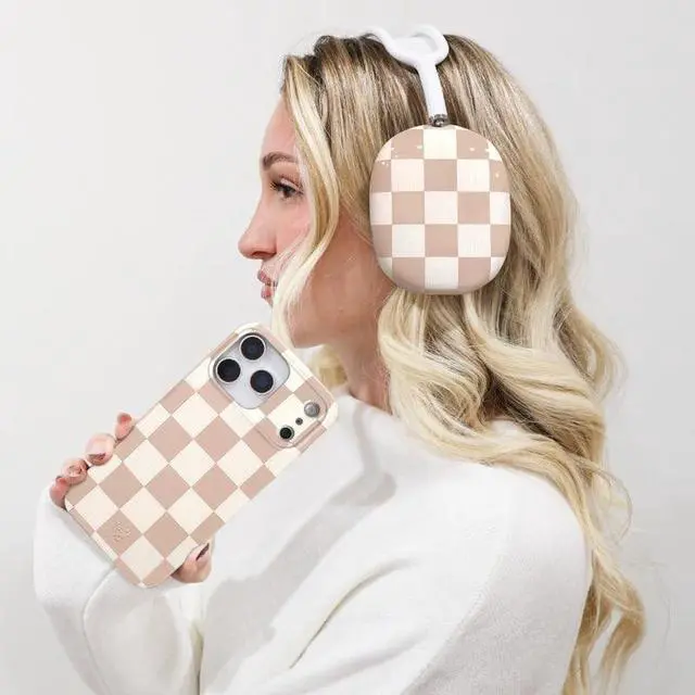 Alt view image 2 of 5 - VELVET CAVIAR Case Cover for AirPods Max 2 & 1 - Cute Protective Headphone Accesssories (Nude Vibe Checkered)