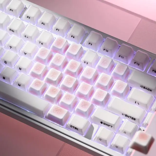 Alt view image 4 of 5 - OHY XVX Crazed Heart 21 Keys Ceramic Keycaps, Cherry Profile Blank No-Legends, Premium Alumina Ceramic Keycap Set, Crazed Glaze Heart Shape Layout for Keyboard Customization & Gaming Setup