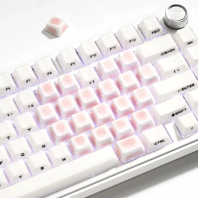 Main image of OHY XVX Crazed Heart 21 Keys Ceramic Keycaps, Cherry Profile Blank No-Legends, Premium Alumina Ceramic Keycap Set, Crazed Glaze Heart Shape Layout for Keyboard Customization & Gaming Setup