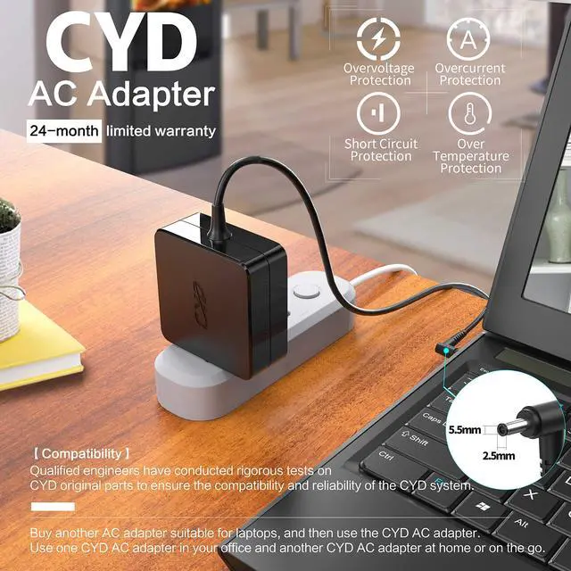 Alt view image 4 of 5 - CYD 33W 19V 1.75A Laptop Charger Compatible for Asus Model Laptop Charger X551X 551M X551MA X551MAV X751SA X751S X751na X751n D550MAV X451MA X451M F551CA F551MA F451 F451CA 0A001-00 Power-Cord