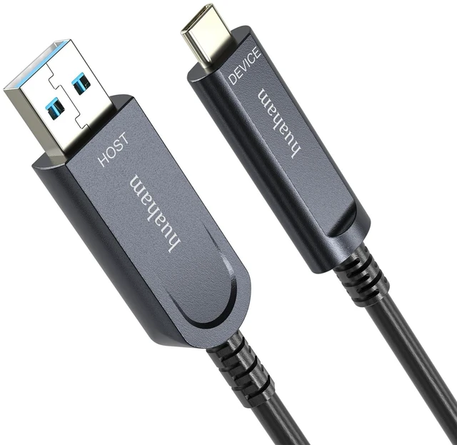 Main image of huaham Fiber Optic USB A to USB C Cable 66FT, 10Gbps USB 3.2 Gen2 Active Cable with German SiliconLine Chip, Ultra Slim & Long Distance for Logitech 4K Camera,VR/AR,Video Conference