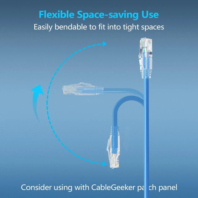 Alt view image 3 of 5 - CableGeeker Cat 6A Slim Ethernet Patch Cables, 5 ft, 24-Pack, Blue