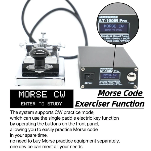 Alt view image 4 of 5 - AT100M Pro Antenna Tuner 1.8Mhz-30Mhz Automatic Manual Tuning Device 100W Power Meter SWR Meter Morse Code