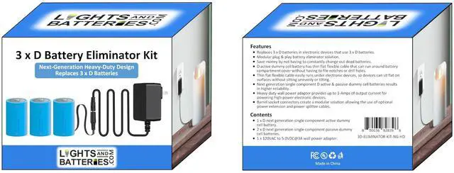 Alt view image 2 of 5 - 3 x D Next-Generation Heavy-Duty Battery Replacement Eliminator Kit for Toys, Flameless Candles & Other Electronic Devices