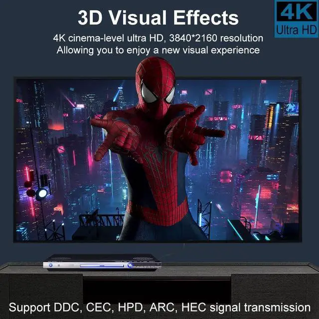 Alt view image 3 of 5 - Throncom 4K HDMI Fiber Optic Cable 15m(49.2ft), HDMI 2.0 Ultra High Speed 18Gbps 4K@60Hz Slim Braided Cable Support HDCP2.2
