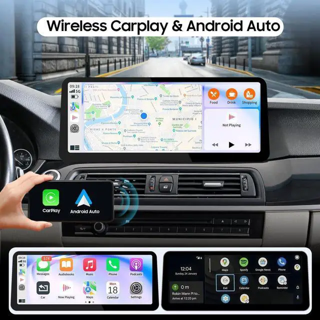 Alt view image 2 of 5 - 12.3Inch Ultra-Narrow Touchscreen Wireless CarPlay Android Auto for BMW 5 Series F10 F11 (2012-2016) with NBT System, Linux HD Multimedia