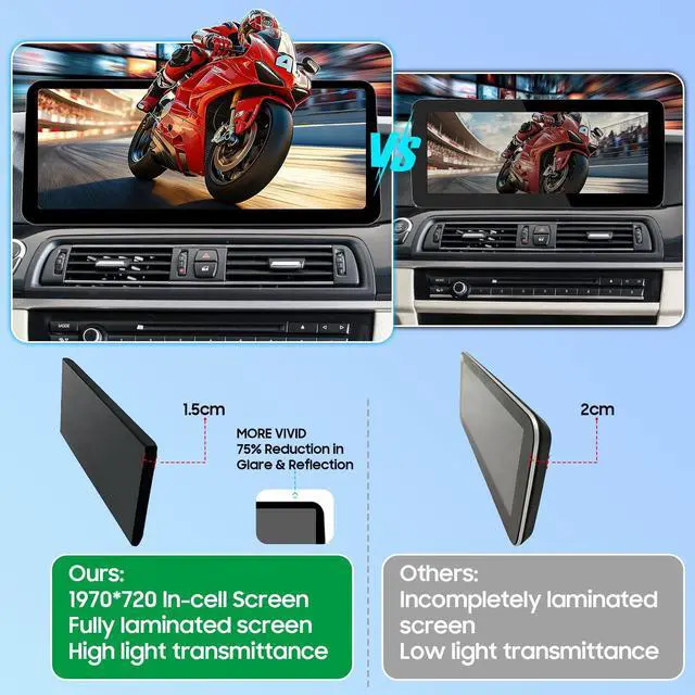 Alt view image 4 of 5 - 12.3Inch Ultra-Narrow Touchscreen Wireless CarPlay Android Auto for BMW 5 Series F10 F11 (2012-2016) with NBT System, Linux HD Multimedia