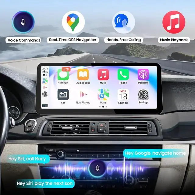 Alt view image 5 of 5 - 12.3Inch Ultra-Narrow Touchscreen Wireless CarPlay Android Auto for BMW 5 Series F10 F11 (2012-2016) with NBT System, Linux HD Multimedia