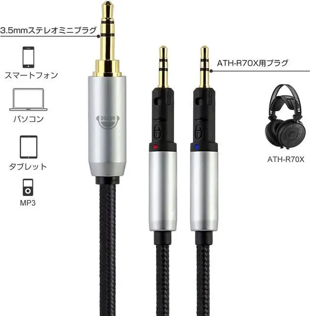 Alt view image 5 of 5 - okcsc 4 PIN XLR Replacement Cord for Audio-Technica ATH-R70X R70XA Headphone Cable 4 Core Braid OFC Cable 4PIN XLR Plug 6.5FT Length