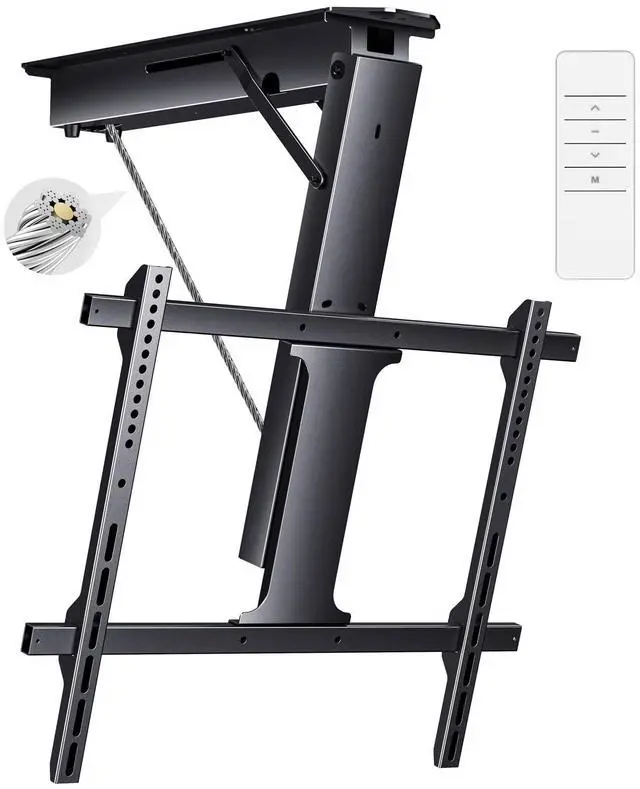 Main image of Yegosh Electric Ceiling TV Mount, Remote Adjustable Flip Down Bracket for 32 to 70 Inch Flat Curved Screen TVs Max VESA 600x400mm, Motorized TV Ceiling Mount for Flat Pitched Roof Indoor Outdoor