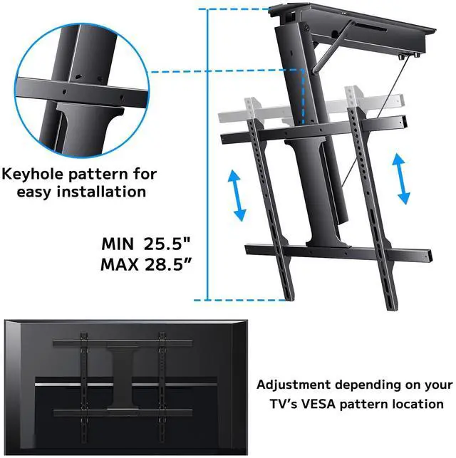 Alt view image 5 of 5 - Yegosh Electric Ceiling TV Mount, Remote Adjustable Flip Down Bracket for 32 to 70 Inch Flat Curved Screen TVs Max VESA 600x400mm, Motorized TV Ceiling Mount for Flat Pitched Roof Indoor Outdoor