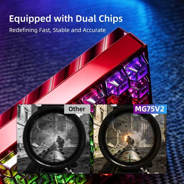 Alt view image 2 of 5 - IROK MG75V2 Dual Chips Wired Magnetic Keyboard, 512KHZ Scan Rate, 8KHZ/ARGB/0.07MS Latency, Gasket Structure Waterproof Aluminum Keyboard(Red)