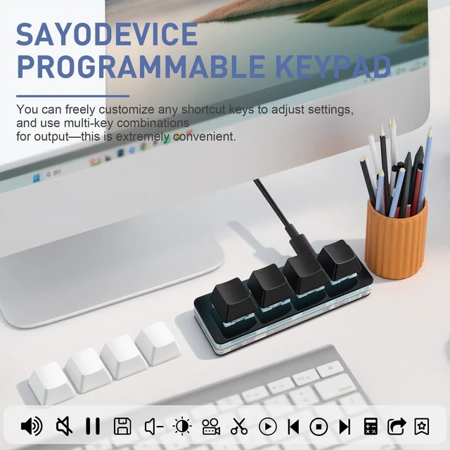 Alt view image 3 of 5 - Mini 4-Key Programmable Keyboard with Hotswappable Mechanical Switches