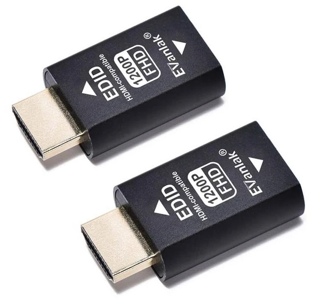 Main image of EVanlak 3rd Generrtion Hdmi Edid Emulator Passthrough Dongle Eliminated Emulator Adapter Work with Mac Thunderbolt to HDMI Switches/Extender/AV Receiver/Video Splitters -1920x1200@59hz-2pack