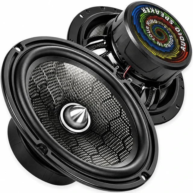 Main image of TANVSO CarbonForce 6.5 Speakers, 1200W Peak 4 Ohm 6.5 Inch Car Speakers, 6-1/2 Bullet Midrange Speakers with Honeycomb-Weave Carbon Fiber Cone, Low-Profile Aluminum Bullet for Car & Truck, 2 Pack