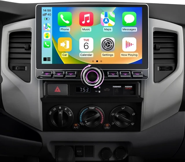 Main image of 4G+64GB Android15 Car StereoRadio 10.2 inch Upgrade for Toyota Tacoma 2/Hilux 2005-2015 with Volume Knob Keybutton Wireless Carplay/Android Auto Steering Wheel Control Bluetooth USB-C Fast Char