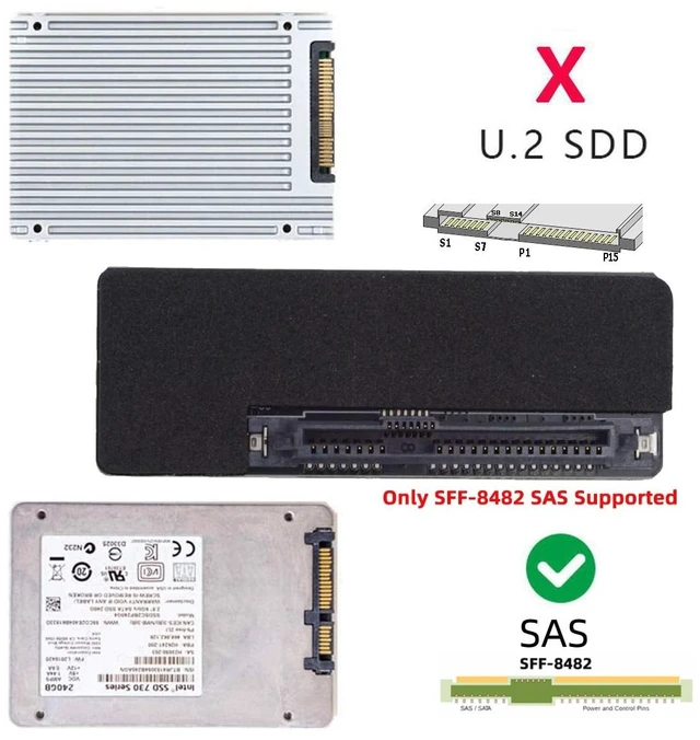 Alt view image 2 of 5 - JSER 7+15Pin 22Pin SATA Host Motherboard to SFF-8482 SAS 29Pin Hard Disk Drive Raid Adapter 6Gbps with Chipset and Power Port Compatible withServer