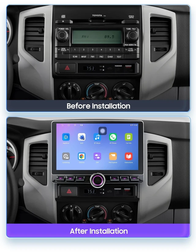 Alt view image 3 of 5 - 4G+64GB Android15 Car StereoRadio 10.2 inch Upgrade for Toyota Tacoma 2/Hilux 2005-2015 with Volume Knob Keybutton Wireless Carplay/Android Auto Steering Wheel Control Bluetooth USB-C Fast Char