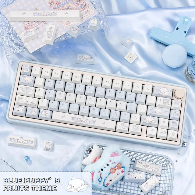 Alt view image 4 of 5 - KEYFLICK PBT Keycaps Blue Puppy Fruit Cute Cherry Key Cap MX Switch