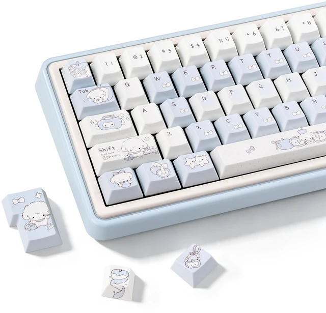 Main image of KEYFLICK PBT Keycaps Blue Puppy Fruit Cute Cherry Key Cap MX Switch