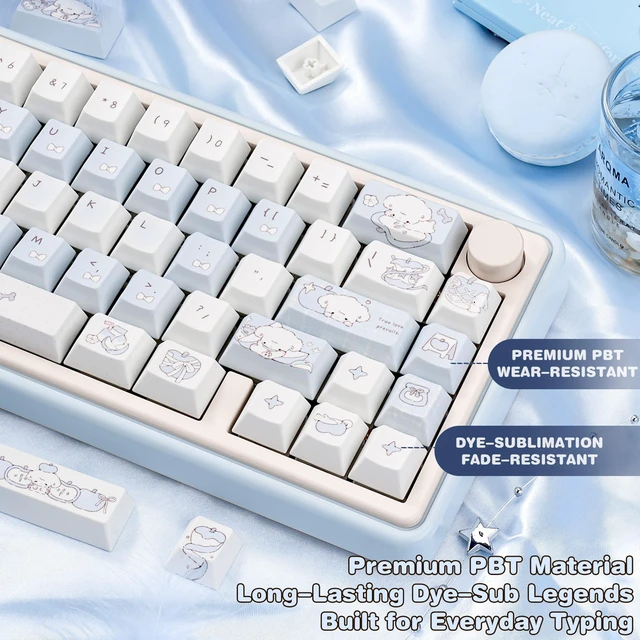 Alt view image 5 of 5 - KEYFLICK PBT Keycaps Blue Puppy Fruit Cute Cherry Key Cap MX Switch