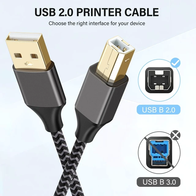 Alt view image 2 of 5 - Spofit 10 Pack USB Printer Cable, 6FT USB A to B Cable, 2.0 USB B Nylon Braided High-Speed Printer Cord for Keyboard, Printers and Scanners