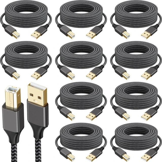 Main image of Spofit 10 Pack USB Printer Cable, 6FT USB A to B Cable, 2.0 USB B Nylon Braided High-Speed Printer Cord for Keyboard, Printers and Scanners