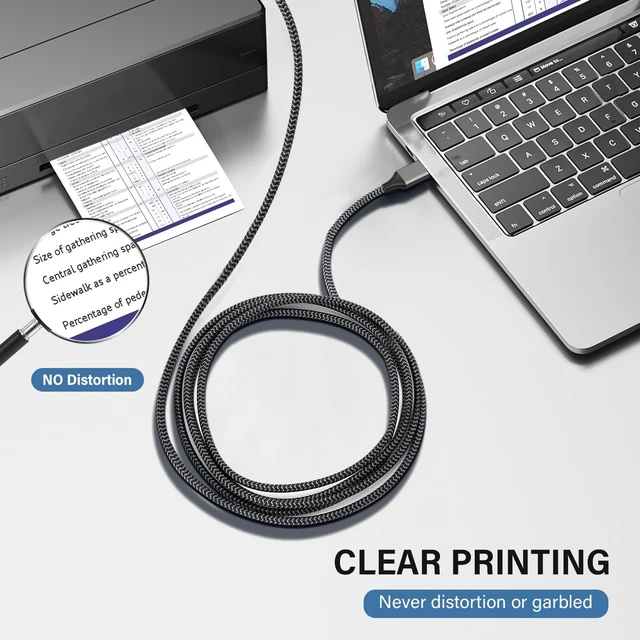 Alt view image 4 of 5 - Spofit 10 Pack USB Printer Cable, 6FT USB A to B Cable, 2.0 USB B Nylon Braided High-Speed Printer Cord for Keyboard, Printers and Scanners