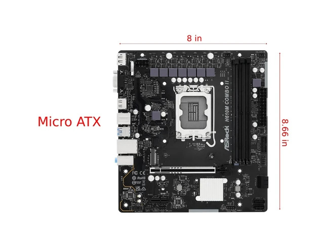Alt view image 2 of 4 - ASRock H610M Combo II Micro-ATX Motherboard, Supports Intel 14th/13th/12th Gen Core Processors (LGA1700), Combo Slot Design (DDR5 & DDR4), PCIe 5.0, Ultra M.2, Triple Display
