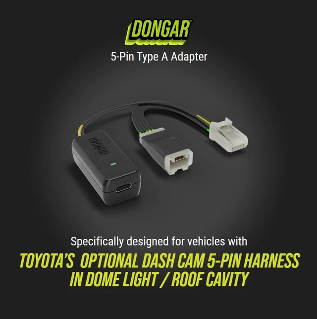 Alt view image 2 of 5 - Dongar Dash Cam Power Adapter (5-Pin Type A) for Select Toyota/Lexus with Roof Option Connector, Compatible w/ 2024+ Toyota Tacoma