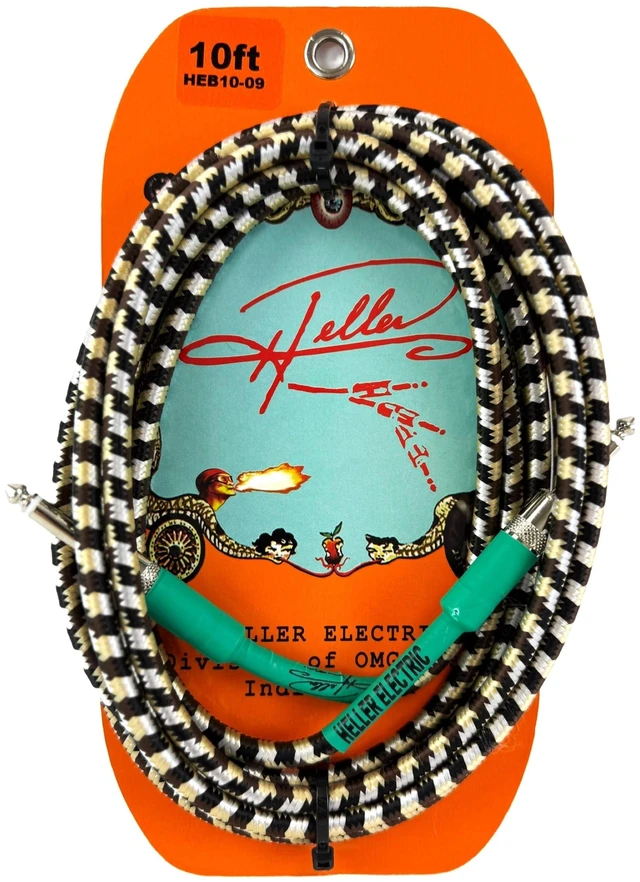 Main image of Heller Electric Braid-Matrix Guitar Cable, 10ft, Electric Guitar & Bass, 1/4" Straight-to-Straight Plugs, 20AWG OFC, 99% Shielded, Woven Camo