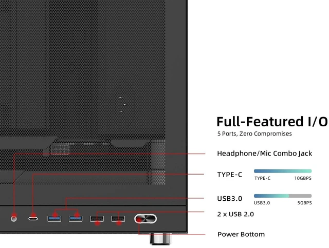 Alt view image 5 of 5 - Shiny Snake G300 16.8L MESH Portable SFF Desktop Gaming PC Chassis - White