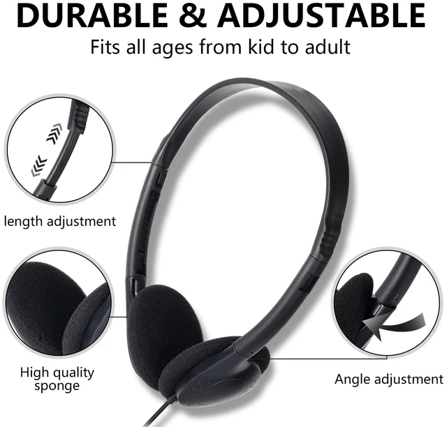 Alt view image 2 of 5 - ZXQZYM 30 Pack Headphones Bulk for Classroom Wired On Ear for School Black