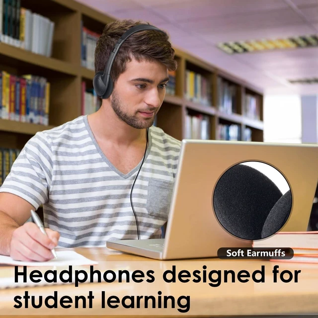 Alt view image 5 of 5 - ZXQZYM 30 Pack Headphones Bulk for Classroom Wired On Ear for School Black