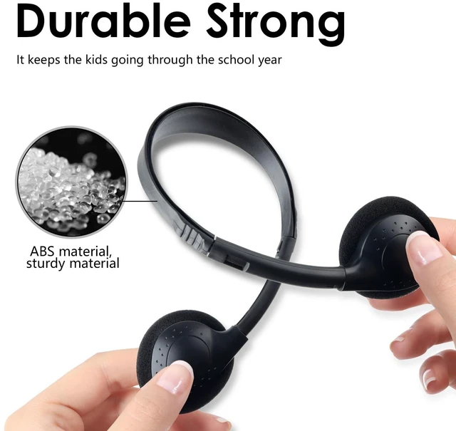 Alt view image 3 of 5 - ZXQZYM 30 Pack Headphones Bulk for Classroom Wired On Ear for School Black