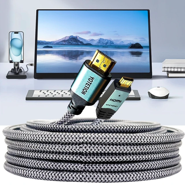 Alt view image 4 of 5 - YOTETION 4K Micro HDMI to HDMI Male Cable 50FT, 4K@60Hz HDR Compatible for GoPro Hero, Canon/Nikon/Sony Zfc, Camera, Raspberry Pi 4, Video Capture Card