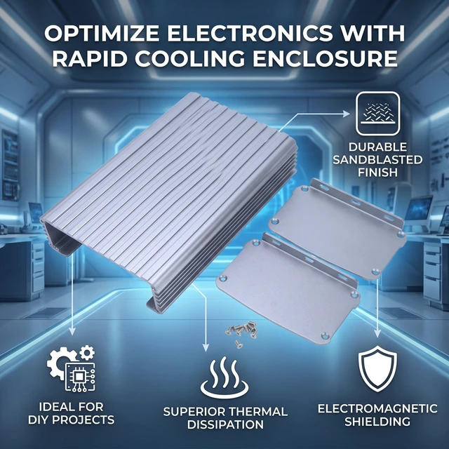 Alt view image 4 of 5 - Heat Sink Cooling Module Aluminum Heatsink, Aluminum Cooling Case Enclosure Electronic DIY Instrument Project Box Case 55 x 95 x 150mm